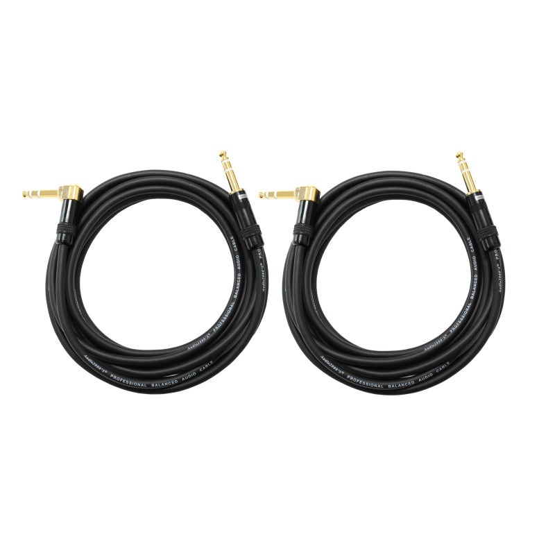 AUDIO 2000'S Audio2000's C26025P2 25 Ft 1/4" TRS Right Angle to 1/4" TRS Cable (2 Pack) - Image 1